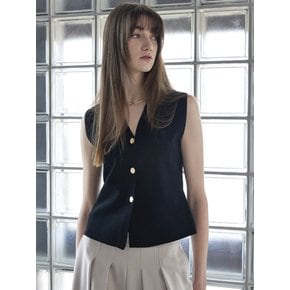 Button Up Knit Vest Black