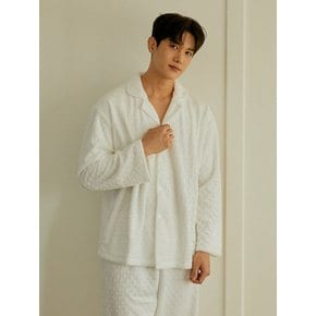 남성 에밀리 엠보극세사 상하 잠옷(긴소매카라넥)