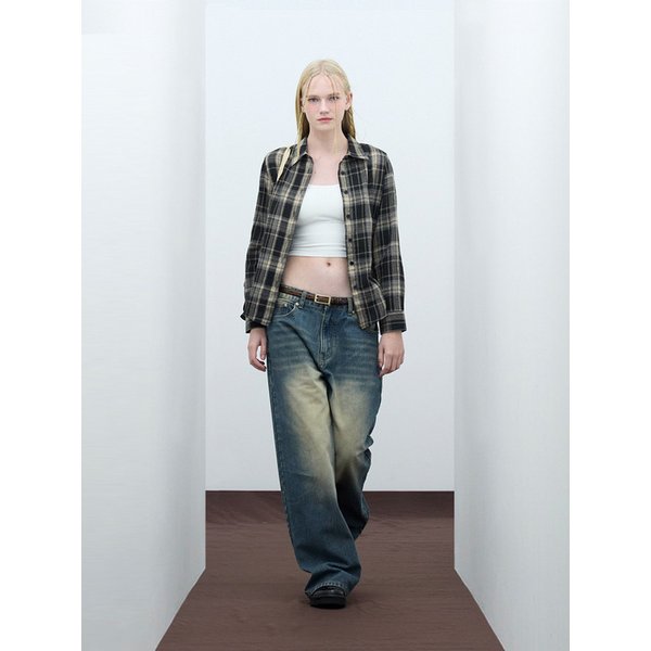 85-VIVA086 플레이드 너드 슬림핏 긴팔 체크 셔츠 블랙