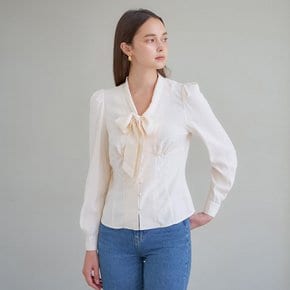 MODAL RIBBON TIE BLOUSE_IVORY