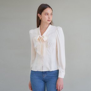 MODAL RIBBON TIE BLOUSE_IVORY