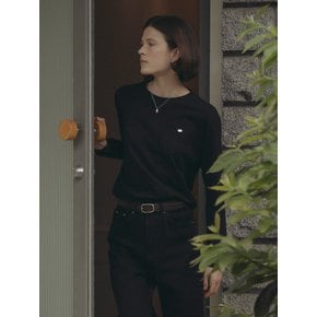 Soft basic logo long sleeved T-shirt_Black