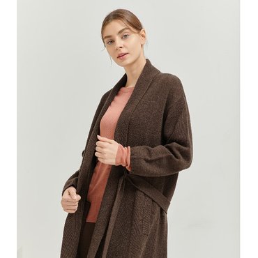 세컨스킨 {세컨스킨}울 100% 벨트 롱 가디건 ABWFW1002