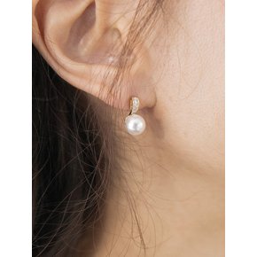 Cubic line with Pearl earring (2colors)