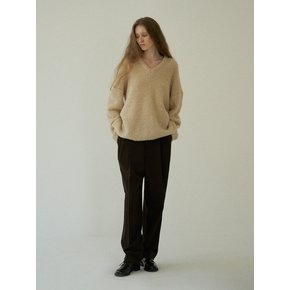 Toff Pintuck Wool Slacks (Brown)