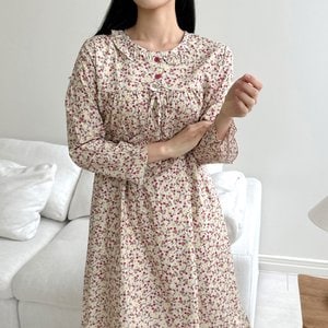  이자벨플라워원피스파자마 면원피스잠옷 임산부홈웨어 꽃무늬잠옷 집에서입는예쁜옷
