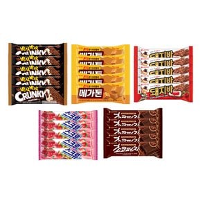 크런키바x5개+돼지바x5개+초코퍼지x5개+메가톤바x5개+스크류바x5개