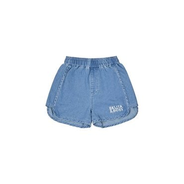 벨리타앤보이즈 블루 로고 자수 데님 반바지  BK5MJF21BL