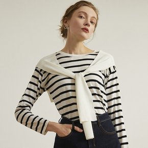 fake two-piece shawl striped T-shirt WH