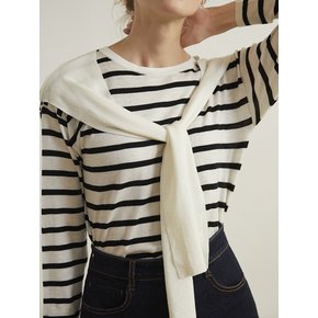 fake two-piece shawl striped T-shirt WH