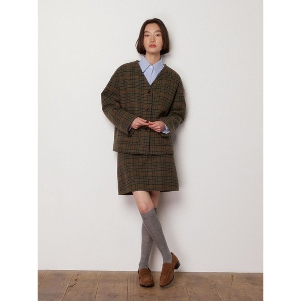 울 체크 미니 스커트 [프리미엄 패브릭]