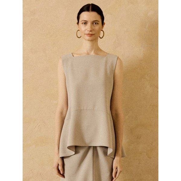 Sleeveless Peplum Top Grey