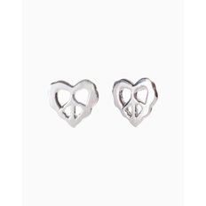 PEACE AND LOVE 하트 평화 사인 귀걸이 EARRINGS SILVER