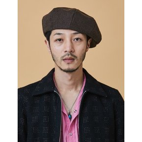 BIG APPLE [2WAY] - BASIC COLOR NEWSBOY CAP - [MELANGE BROWN]