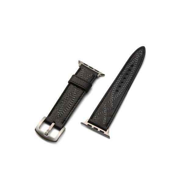 Infinity Stitch Leather Smartwatch Band Black