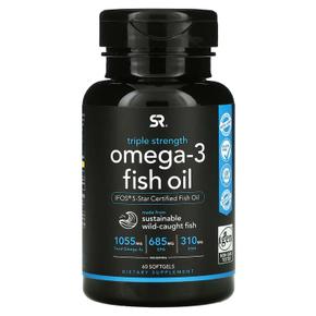 [해외직구] 스포츠리서치 오메가3 피쉬오일 트리플 스트랭스 1250mg 60소프트젤 2팩 Sports Research Omega-3 Fish Oil Triple Strength 1250mg 6