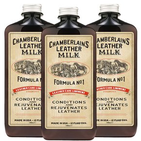 Chamberlains Leather Milk Conditioner 체임벌린 밀크 가죽 컨디셔너 355ml 3팩 패드 포함