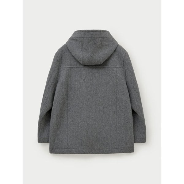 (W) 후드 울 블렌드 더플 하프 코트_그레이