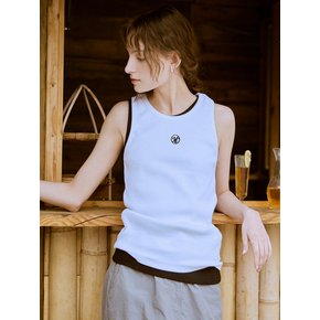 Logo embroidery rib sleeveless top (2color)