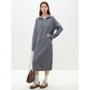 WD_Half zip-up knitted dress