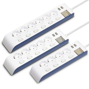 현대 하이탭 USB 2포트 개별절전형 4구 3m 16A 멀티탭 콘센트