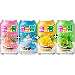 해태 코코팜 340ml 4종 6캔씩(화이트6+피치핑크6+망고코넛6+포도6) / 총 24캔