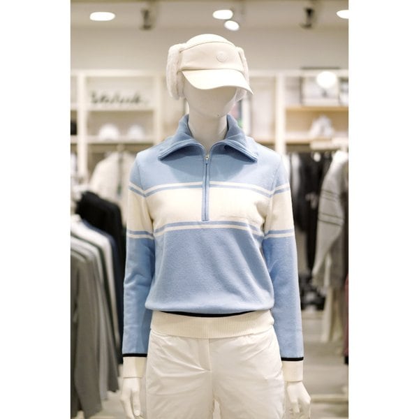 [여주점] 골프웨어 여성 골프 보더 윙카라 방풍 니트 TNA01