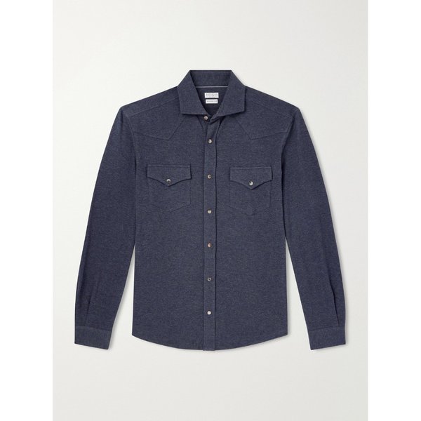 브루넬로쿠치넬리 허니콤 니트 코튼 셔츠 46376663163115428