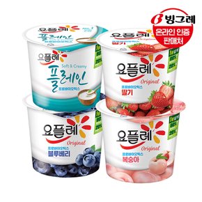 요플레홈 180g 12개 /딸기/복숭아/플레인/블루베리/요거트
