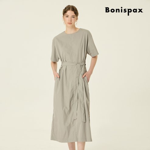 보니스팍스 바스락 벨트 반팔 롱 원피스 (XP7OP008M0)