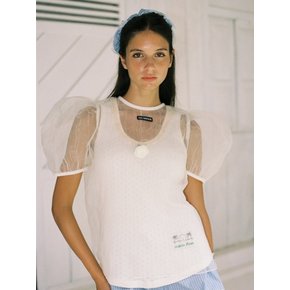 EVETTE SHEER RIBBON BLOUSE_IVORY