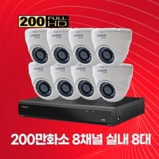 200만화소 실내용 CCTV 8채널 8대 자가설치패키지 2TB