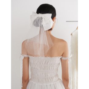 Bridal Mesh Ribbon Veil_white