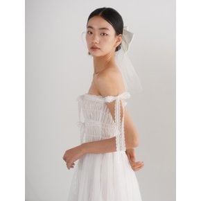 Bridal Mesh Ribbon Veil_white