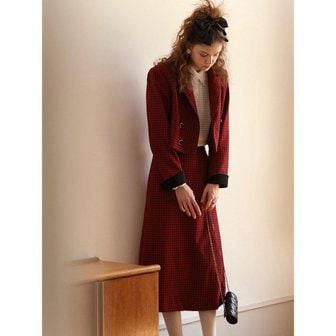 던드롭 DD_red modern slim fit high waist skirt jacket set up_RED