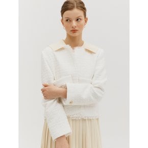 Tweed cropped jacket - White