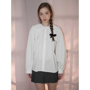 ROUND COLLAR PINTUCK BLOUSE_WHITE