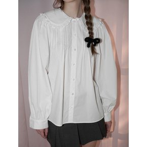 ROUND COLLAR PINTUCK BLOUSE_WHITE