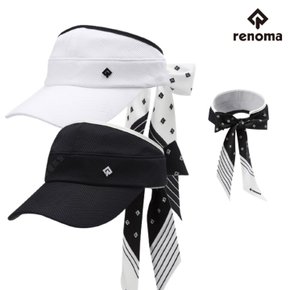 레노마골프 여성 골프 패턴 스카프 리본 썬캡 모자 CM_5807
