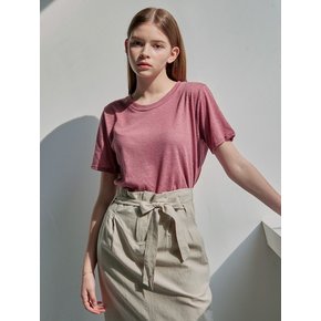 LINEN ROUND HALF T_MOCHA PINK