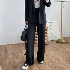 제이지컴퍼니 여성 골지소재 롱한 기장감의 핀턱 밴딩 팬츠