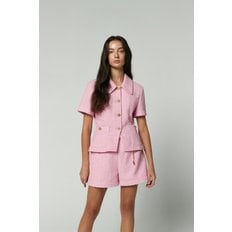 LOGO CHAIN BELTED TWEED SHORT - PINK(JS24-P005-PK)