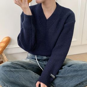 페티 V넥 하찌 세미 크롭 니트 4color _P349393664