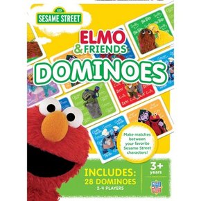 세서미 스트리트 엘모와 친구들 3세 이상 어린이를 위한 28피스 그림 카드 도미노 게임