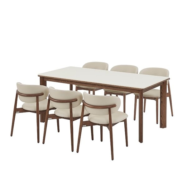 [카드10%할인] 포멜로 세라믹식탁 6인세트 180cm 브라운_가죽체어 6EA (옵션 택1)