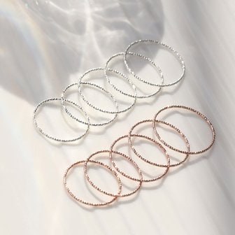미니아트 순은 92.5 실버 다이아커팅 레이어드 열손가락 실반지 5종세트