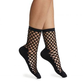 4632133 HIGH HEEL JUNGLE Hedge Fishnet Cotton Blend Crew Socks