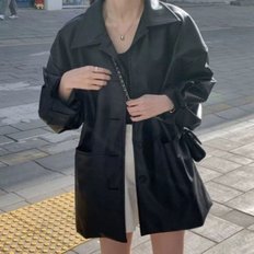  캐주얼 오버핏 하프 래더 자켓 패션 데일리 여자 점퍼