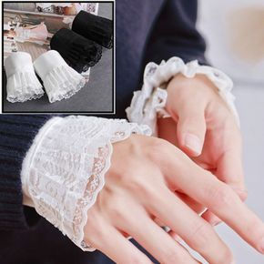 여성 심플 레이스 페이크 소매 2개 1세트 레이어드 손목 커프스