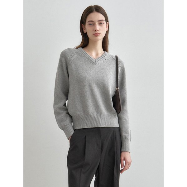 소프트 코튼 V넥 니트 탑 MDKT127_7 Colors